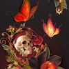 Skull Flower And Butterflies Paint by numbers