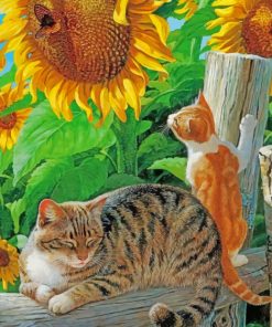 Sunflower And Cats paint by numbers