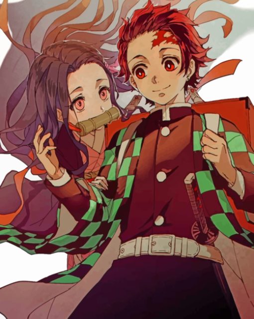 Tanjiro And Nezuko paint by numbers