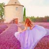 Woman In A Field Of Purple Flowers Paint by numbers