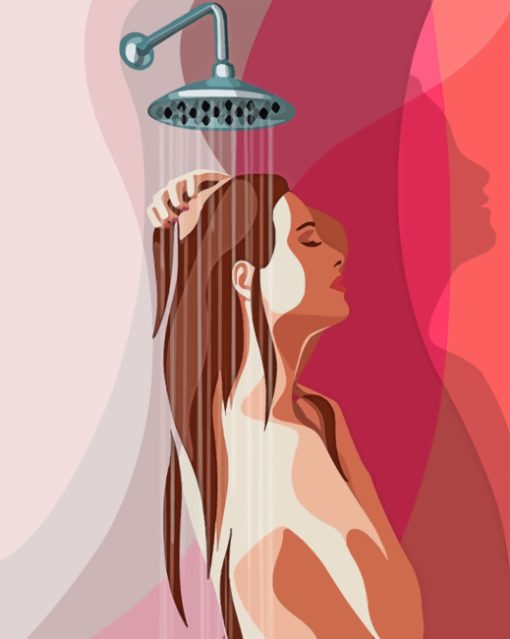 Woman Taking A Shower Paint by numbers