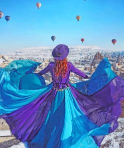 Woman Watching Air Balloons Paint by numbers