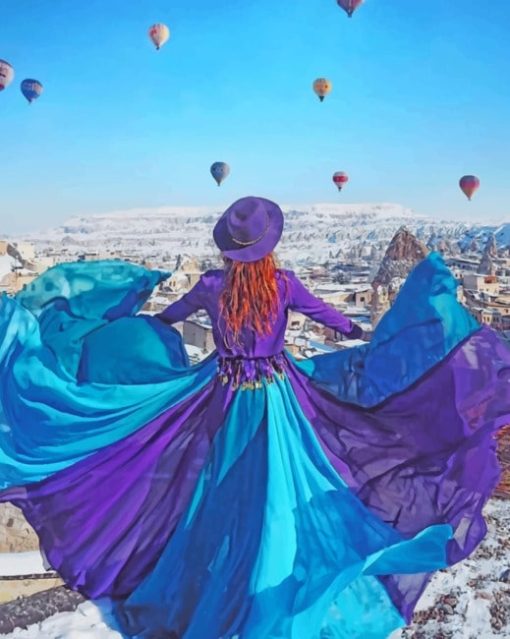 Woman Watching Air Balloons Paint by numbers