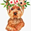 Yorkie Wearing Flowers Crown Paint by numbers