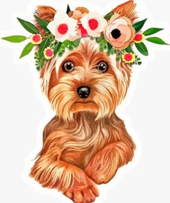 Yorkie Wearing Flowers Crown Paint by numbers