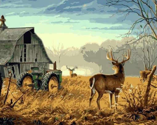 Deer On Farm Paint by numbers