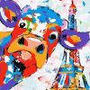 Colorful Cow In Paris Paint by numbers