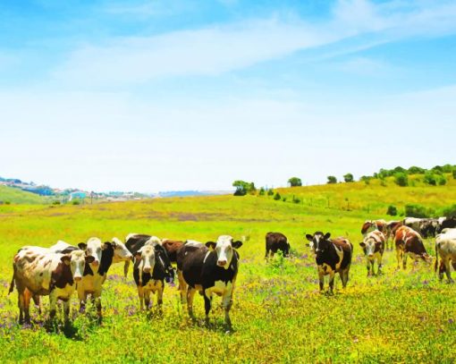 Farm Landscape With Animals Paint by numbers