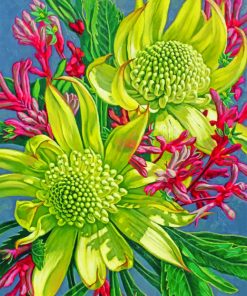 Green Waratahs With Kangaroo Paws paint by numbers