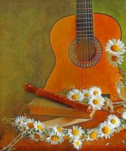 Guitar And Daisies Paint by numbers