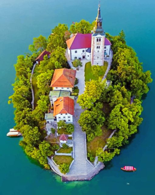 Lake Bled Slovenia paint by numbers