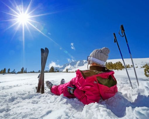 Winter Skiing In The Snow Paint by numbers