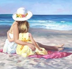 Mother And Daughter In Beach Paint by number