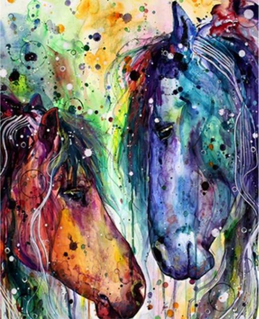 Colourful Horses Portrait Paint by numbers