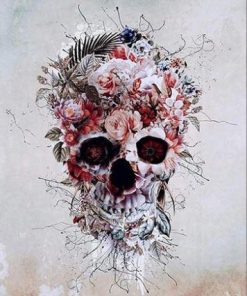 Pink Floral Skull Paint by numbers