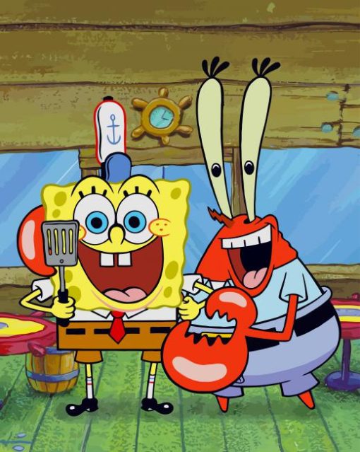 Spongebob And Lobster Paint by numbers