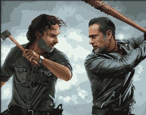 Negan And Rick Fight paint by numbers