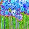 Abstract Blue Poppies Paint by numbers