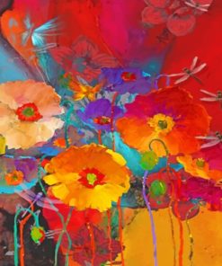 Abstract Poppies paint by numbers