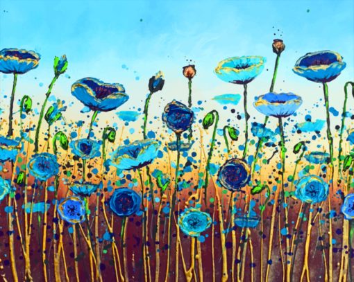 Abstract Blue Poppies Paint by numbers