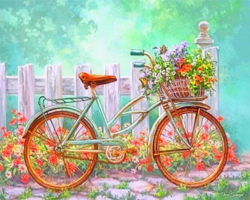 Aesthetic Bicycle With Flowers paint by numbers