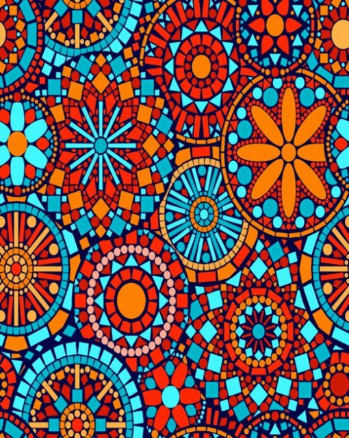 Aesthetic Orange And Blue Mandala Paint by numbers