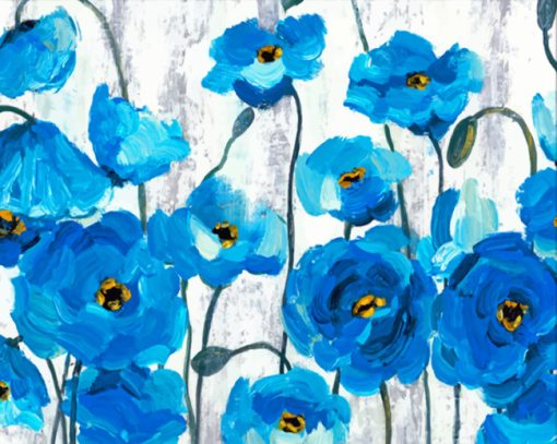 Aesthetic Blue Poppies Paint by numbers