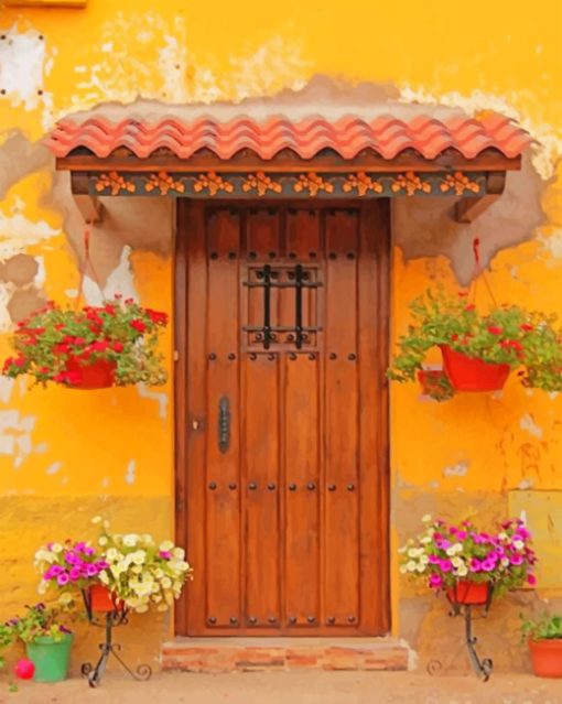 Aesthetic Brown Wooden Door paint by numbers