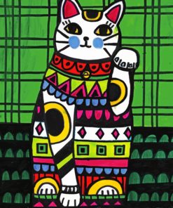 Aesthetic Cat Folk Art Paint by numbers