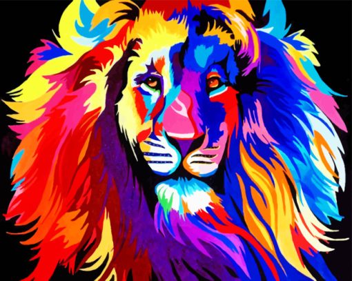 Aesthetic Rainbow Lion Paint by numbers