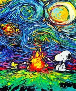 Aesthetic Snoopy Starry Night Paint by numbers