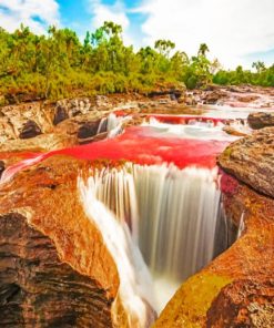 Aesthetic Waterfall In Colombia Paint by numbers