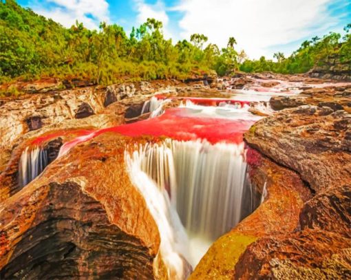 Aesthetic Waterfall In Colombia Paint by numbers