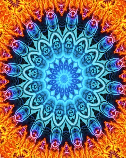 Fire Blue Mandala paint by numbers