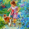 Cat And Girl Impressionist Paint by numbers