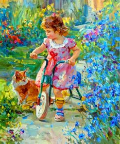 Cat And Girl Impressionist Paint by numbers