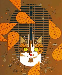 Cat And Leaves Paint by numbers