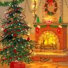 Christmas Tree And Fireplace paint by numbers