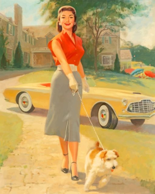 Classy Woman With Her Puppy Paint by numbers