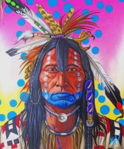 Colorful Amerindian Man Paint by numbers