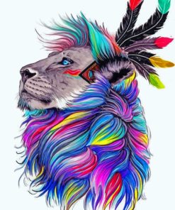 Colorful Lion paint by numbers