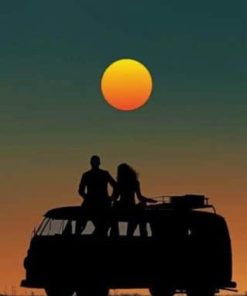 Couple Tripping Silhouette Paint by numbers