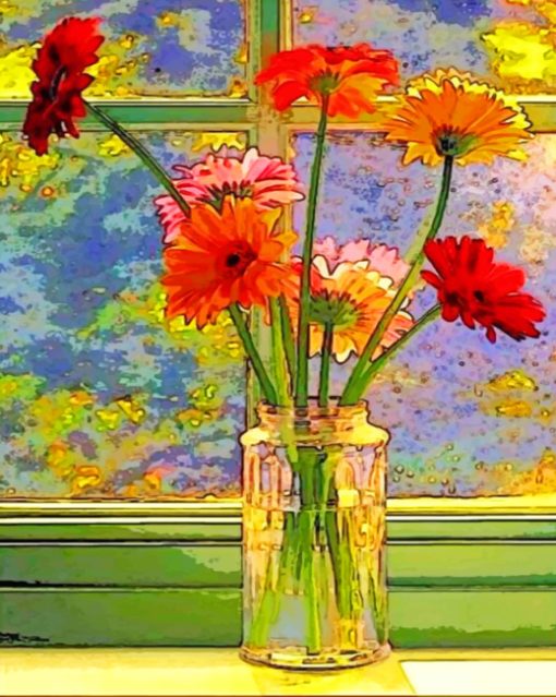 Flowers In A Bottle Paint by numbers