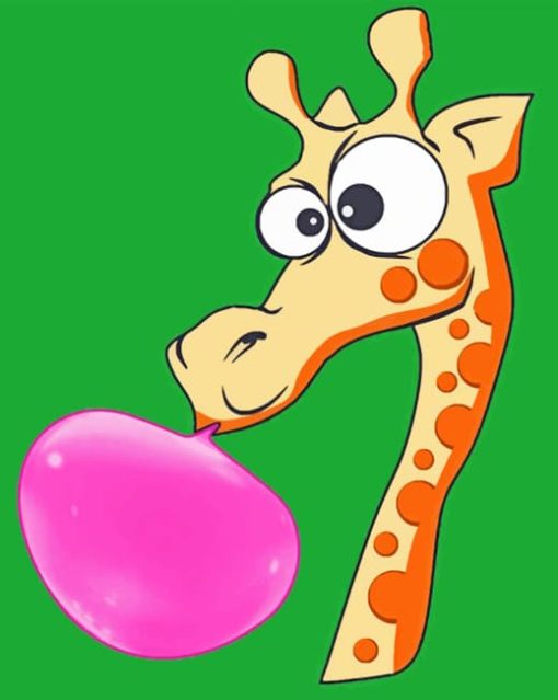 Giraffe Blowing Bubblegum Paint by numbers