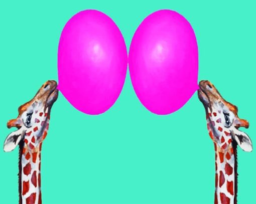 Giraffes With Bubblegum Paint by numbers