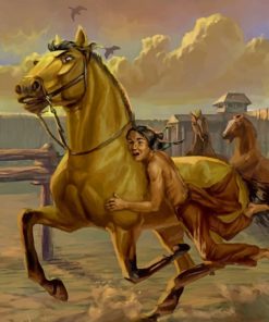 Running Horse With A Native American Paint by numbers