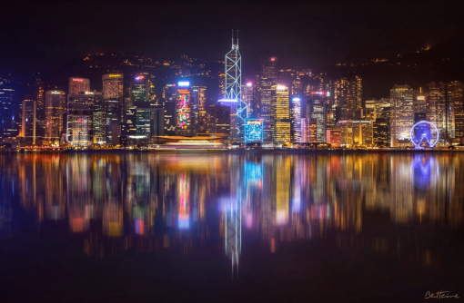 Hong Kong Skyline Lights Paint by numbers