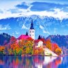 Lake Bled Castle Slovenia Paint by numbers