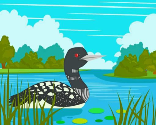 Loon Bird In The Lake Paint by numbers