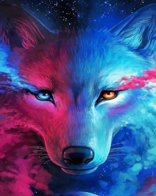 Neon Wolf Paint by numbers